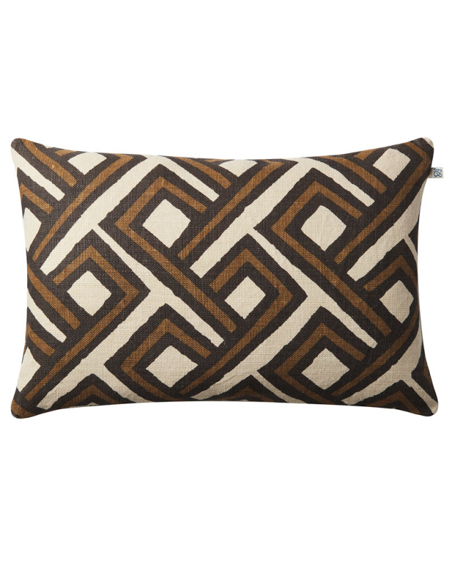 Kuddfodral i Linne Lanka - Light Beige/Dark Brown/Taupe 40 x 60 cm