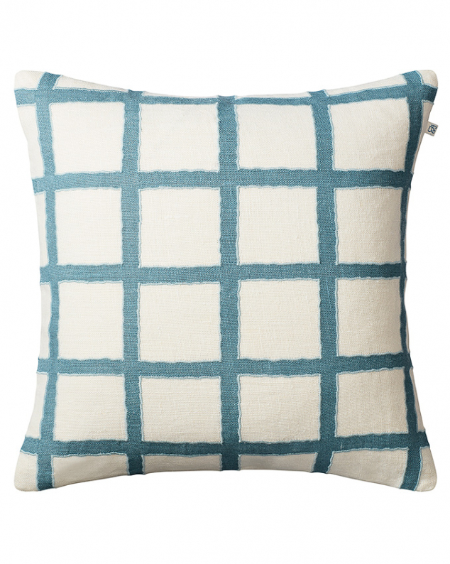Kuddfodral i Linne Amar - White/Heaven Blue/Aqua 50 x 50 cm