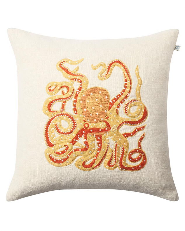Octopus - Off White/Spicy Yellow/Orange i gruppen Kuddar / Stil / Prydnadskuddar hos Chhatwal & Jonsson (ZCC850134-21)