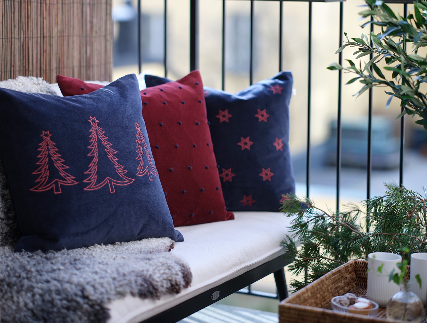 Dark brown and taupe designer cushions in a elegant living room setting