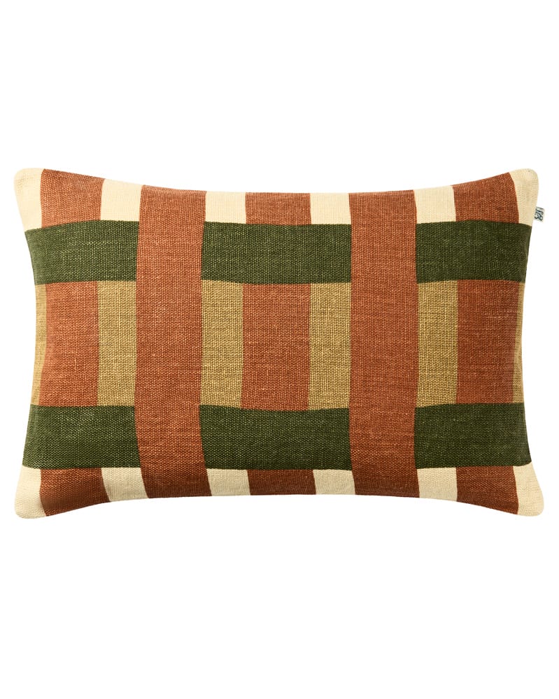 Chhatwal & Jonsson Benaras kuddfodral i apricot orange, khaki och cactus green